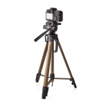 Nedis Tripod | Maximum load capacity: 4.0 kg | Minimum working height: 64.0 cm | Maximum working height: 161.0 cm | 2 Segments | Pan & Tilt | Travel bag included | ABS / Aluminium | Black / Bronze