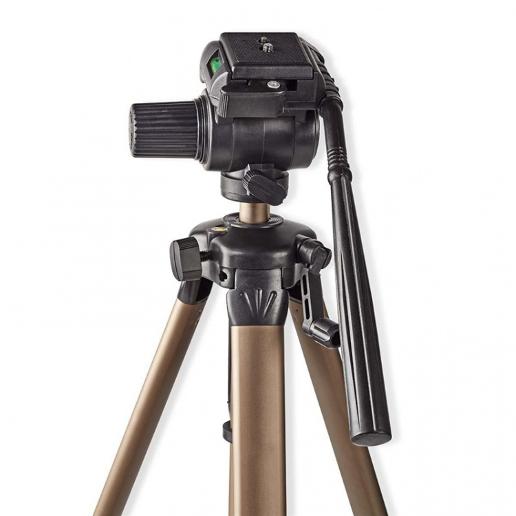 Nedis Tripod | Maximum load capacity: 4.0 kg | Minimum working height: 64.0 cm | Maximum working height: 161.0 cm | 2 Segments | Pan & Tilt | Travel bag included | ABS / Aluminium | Black / Bronze