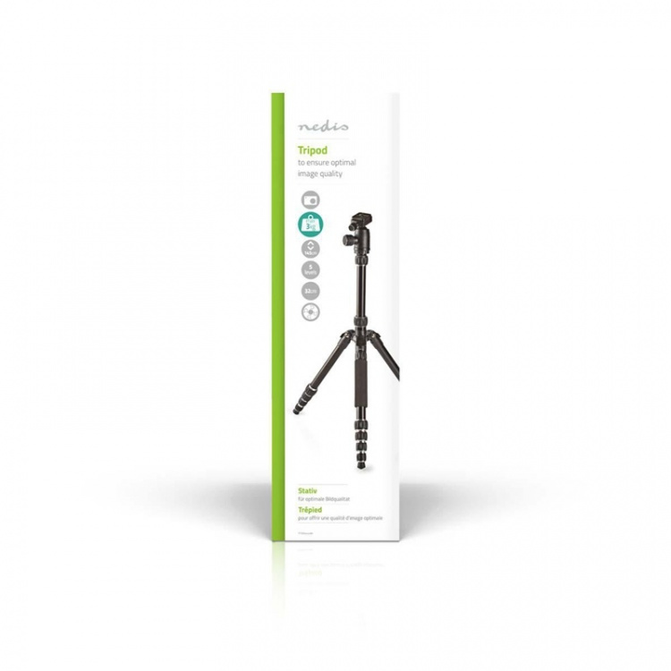 Nedis Tripod | Maximum load capacity: 3.0 kg | Minimum working height: 17.5 cm | Maximum working height: 145.0 cm | 3 Segments | Ball Head | Travel bag included | Reversible center column | ABS / Aluminium | Black Nedis Tripod | Maximum load capacity: 3.0 kg | Minimum working height: 17.5 cm | Maximum working height: 145.0 cm | 3 Segments | Ball Head | Travel bag included | Reversible center column | ABS / Aluminium | Black