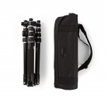 Nedis Tripod | Maximum load capacity: 3.0 kg | Minimum working height: 17.5 cm | Maximum working height: 145.0 cm | 3 Segments | Ball Head | Travel bag included | Reversible center column | ABS / Aluminium | Black