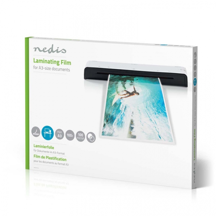 Nedis Laminating Film | A3 | Thickness: 100 µm | Packed per: 100 pcs | Plastic | Transparent Nedis Laminating Film | A3 | Thickness: 100 µm | Packed per: 100 pcs | Plastic | Transparent