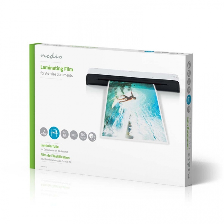 Nedis Laminating Film | A4 | Thickness: 100 µm | Packed per: 100 pcs | Plastic | Transparent Nedis Laminating Film | A4 | Thickness: 100 µm | Packed per: 100 pcs | Plastic | Transparent