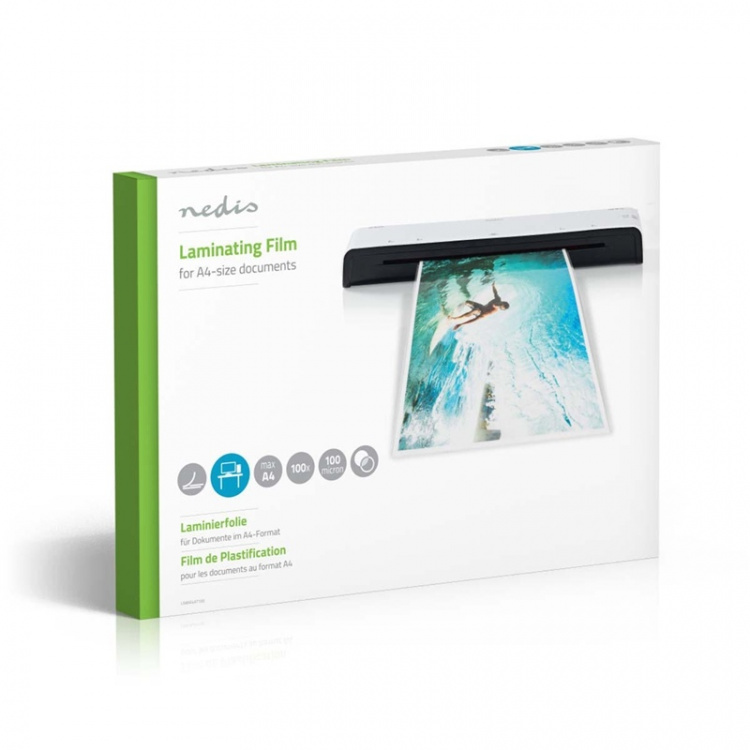 Nedis Laminating Film | A4 | Thickness: 100 µm | Packed per: 100 pcs | Plastic | Transparent Nedis Laminating Film | A4 | Thickness: 100 µm | Packed per: 100 pcs | Plastic | Transparent