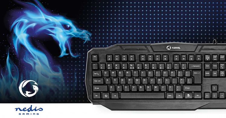 Nedis Wired Gaming Keyboard | USB 2.0 | Membrane Keys | LED | US International | US Layout | USB Powered | Power cable length: 1.50 m | Gaming