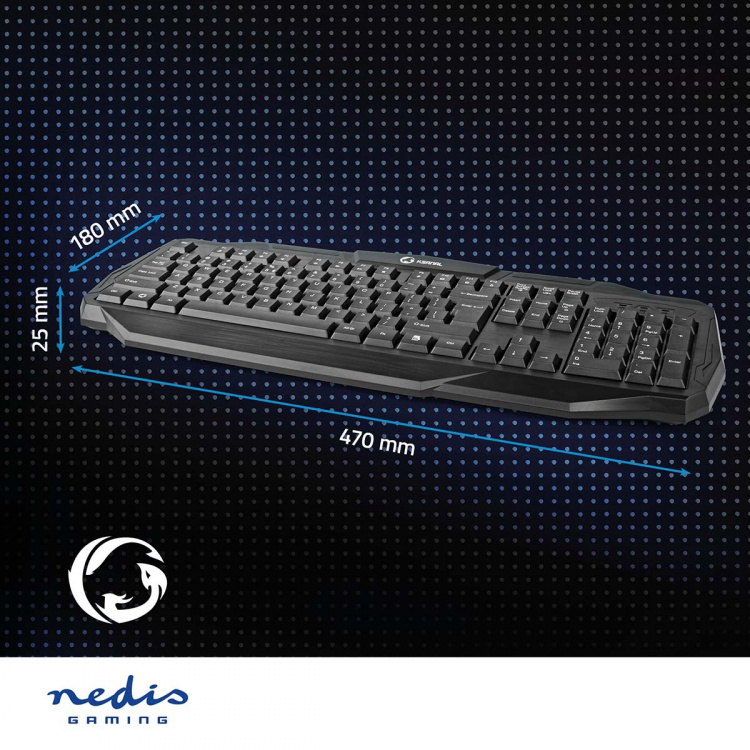 Nedis Wired Gaming Keyboard | USB 2.0 | Membrane Keys | LED | US International | US Layout | USB Powered | Power cable length: 1.50 m | Gaming