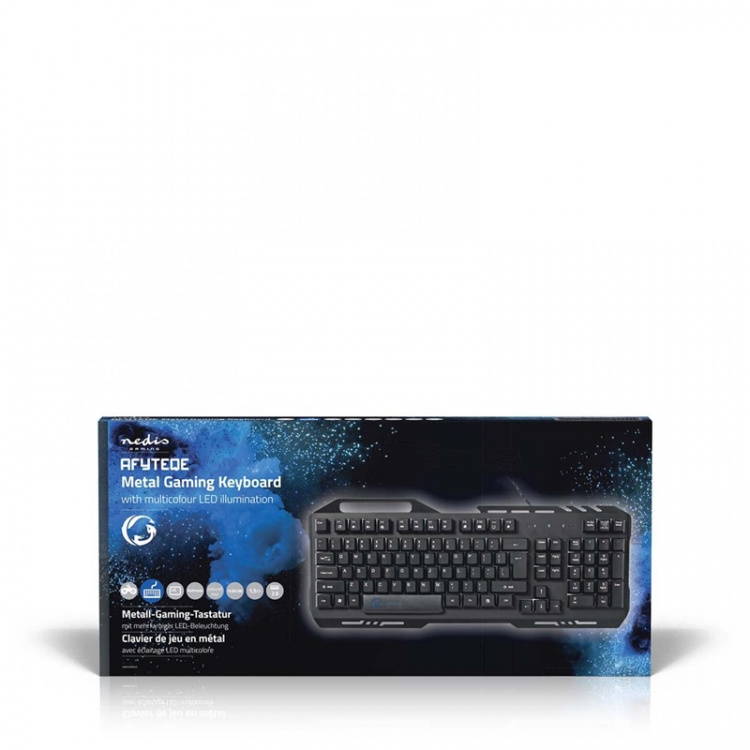 Nedis Wired Gaming Keyboard | USB 2.0 | Membrane Keys | LED | US International | US Layout | USB Powered | Power cable length: 1.50 m | Gaming