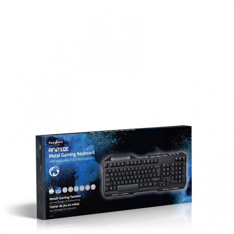 Nedis Wired Gaming Keyboard | USB 2.0 | Membrane Keys | LED | US International | US Layout | USB Powered | Power cable length: 1.50 m | Gaming