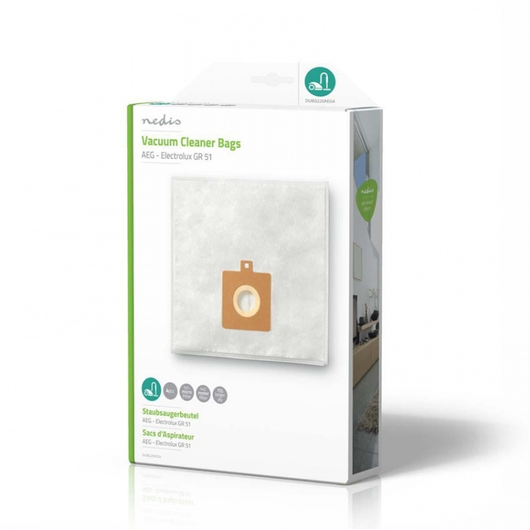 Nedis Vacuum Cleaner Bag | 4 pcs | Synthetic | Most sold for: AEG / Electrolux | White
