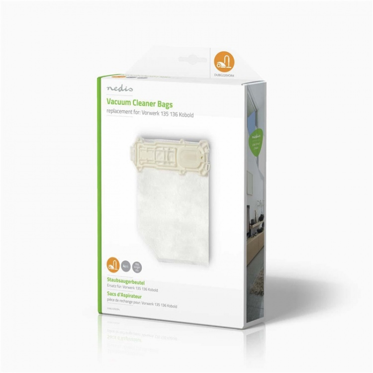 Nedis Vacuum Cleaner Bag | 4 pcs | Synthetic | Most sold for: Vorwerk 135136 Kobold | White