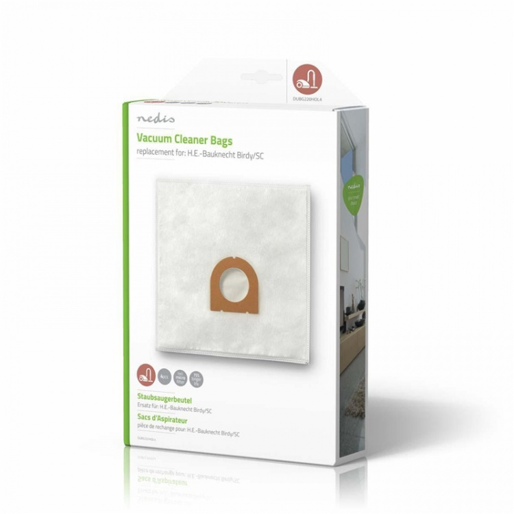 Nedis Vacuum Cleaner Bag | 4 pcs | Synthetic | Most sold for: H.E.-Bauknecht Birdy/SC | White