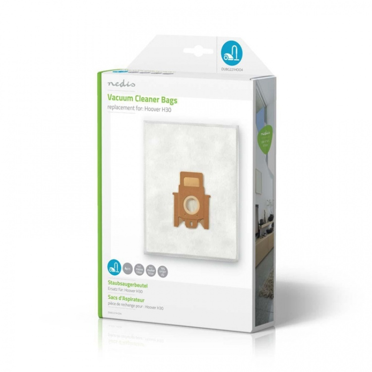 Nedis Vacuum Cleaner Bag | 4 pcs | Synthetic | Most sold for: Hoover H30 | White