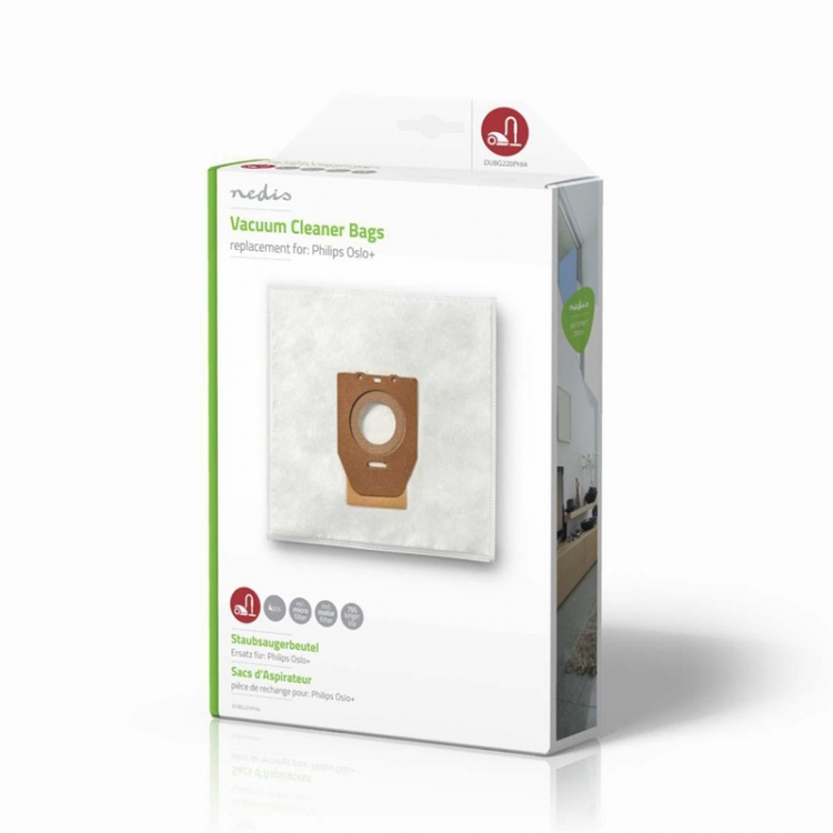 Nedis Vacuum Cleaner Bag | 4 pcs | Synthetic | Most sold for: Philips | White