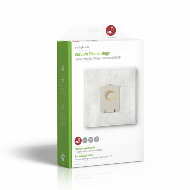 Nedis Vacuum Cleaner Bag | 4 pcs | Synthetic | Most sold for: Philips / Electrolux | White