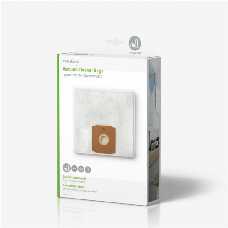 Nedis Vacuum Cleaner Bag | 4 pcs | Synthetic | Most sold for: Daewoo SB70 | White