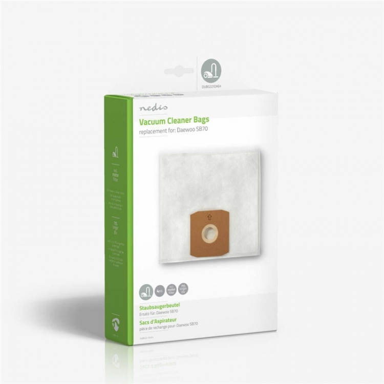 Nedis Vacuum Cleaner Bag | 4 pcs | Synthetic | Most sold for: Daewoo SB70 | White