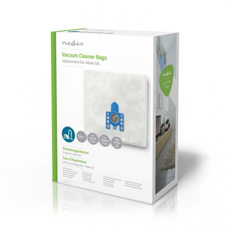 Nedis Vacuum Cleaner Bag | 12 pcs | Synthetic | Most sold for: Miele | White