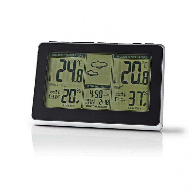 Nedis Weather Station | Indoor & Outdoor | Including wireless weather sensor | Weather forecast | Time display | LCD | Alarm clock function