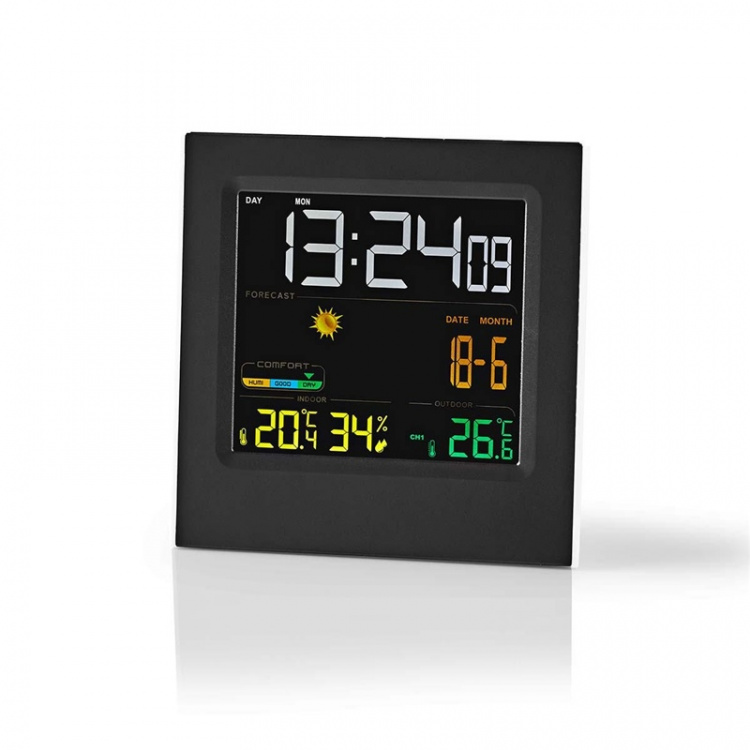 Nedis Weather Station | Indoor & Outdoor | Including wireless weather sensor | Weather forecast | Time display | LED | Alarm clock function Nedis Weather Station | Indoor & Outdoor | Including wireless weather sensor | Weather forecast | Time display | LED | Alarm clock function