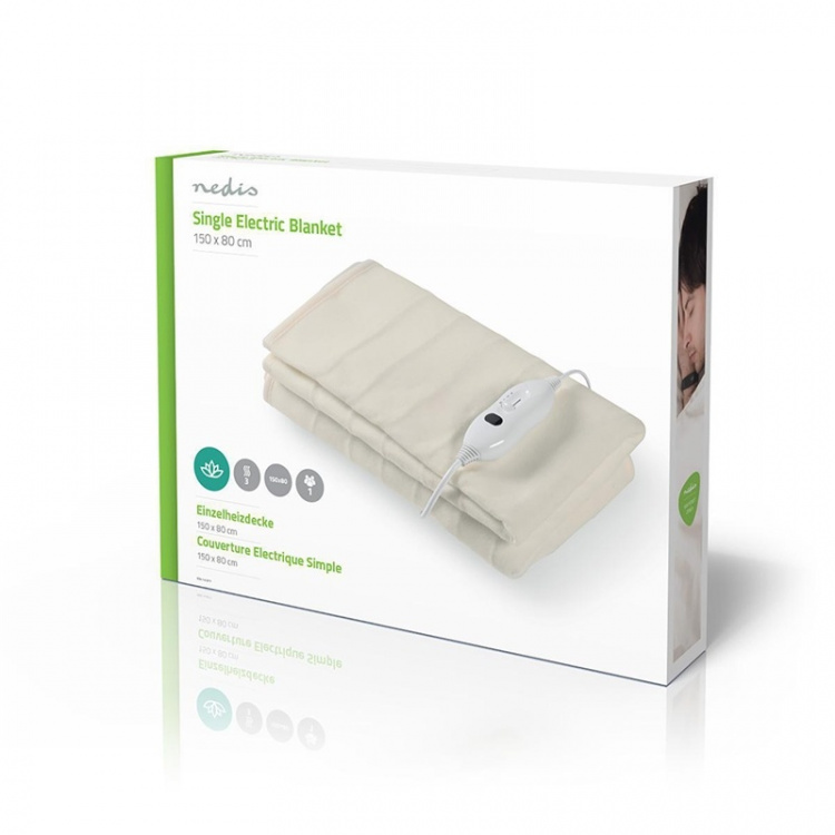 Nedis Electric Blanket | Underblanket | 1 Person | 150 x 80 cm | 3 Heat Settings | Washable | Overheating protection | Polyester Nedis Electric Blanket | Underblanket | 1 Person | 150 x 80 cm | 3 Heat Settings | Washable | Overheating protection | Polyester