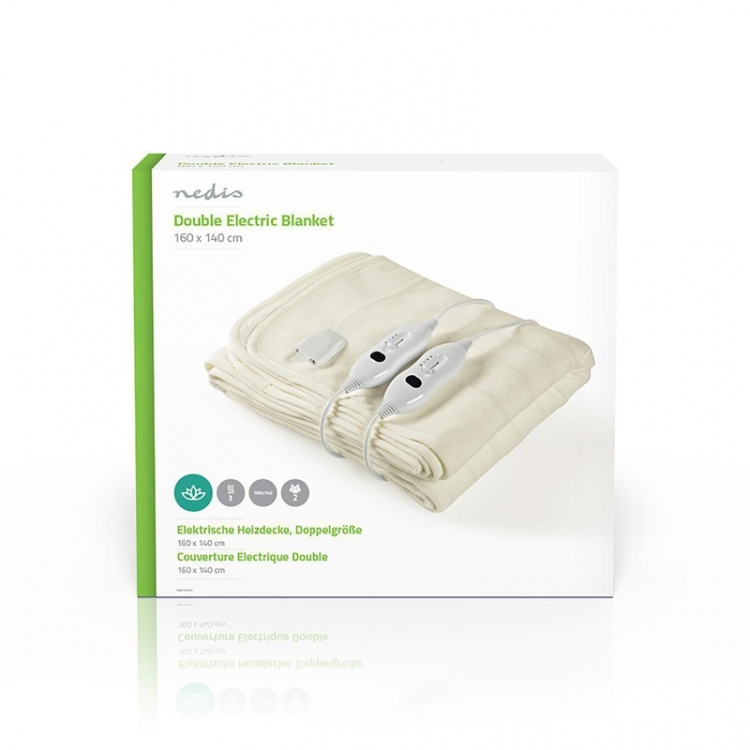 Nedis Electric Blanket | Underblanket | 2 Persons | 160 x 140 cm | 3 Heat Settings | Washable | Overheating protection | Polyester Nedis Electric Blanket | Underblanket | 2 Persons | 160 x 140 cm | 3 Heat Settings | Washable | Overheating protection | Polyester