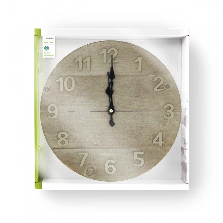 Nedis Wall Clock | Diameter: 300 mm | Wood | Beige / Brown