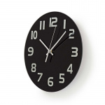 Nedis Wall Clock | Diameter: 300 mm | Glass | Black