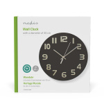 Nedis Wall Clock | Diameter: 300 mm | Glass | Black