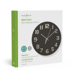 Nedis Wall Clock | Diameter: 300 mm | Glass | Black
