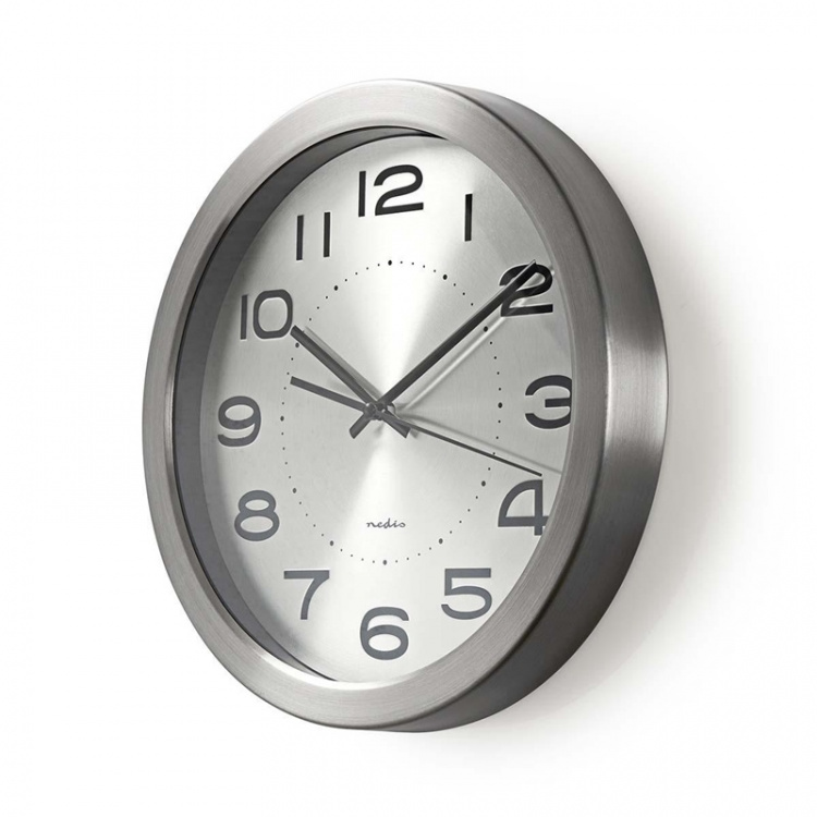 Nedis Wall Clock | Diameter: 300 mm | Stainless Steel | Silver