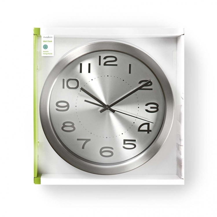 Nedis Wall Clock | Diameter: 300 mm | Stainless Steel | Silver