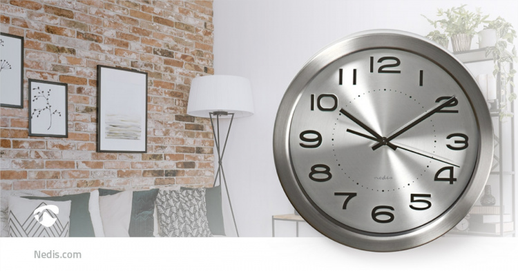 Nedis Wall Clock | Diameter: 300 mm | Stainless Steel | Silver