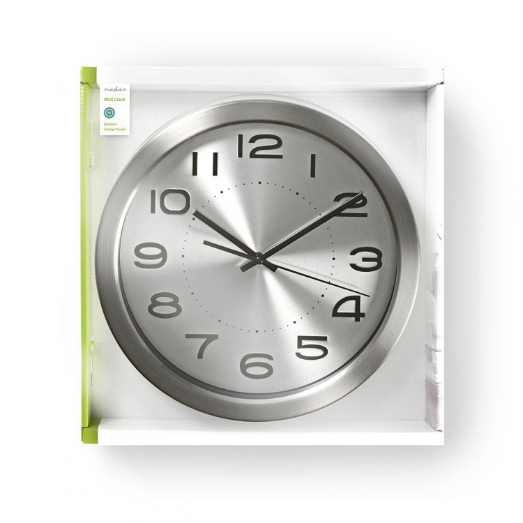 Nedis Wall Clock | Diameter: 300 mm | Stainless Steel | Silver
