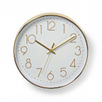 Nedis Wall Clock | Diameter: 300 mm | Plastic | Gold / White
