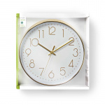 Nedis Wall Clock | Diameter: 300 mm | Plastic | Gold / White