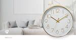 Nedis Wall Clock | Diameter: 300 mm | Plastic | Gold / White