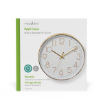 Nedis Wall Clock | Diameter: 300 mm | Plastic | Gold / White