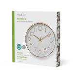 Nedis Wall Clock | Diameter: 300 mm | Plastic | Gold / White