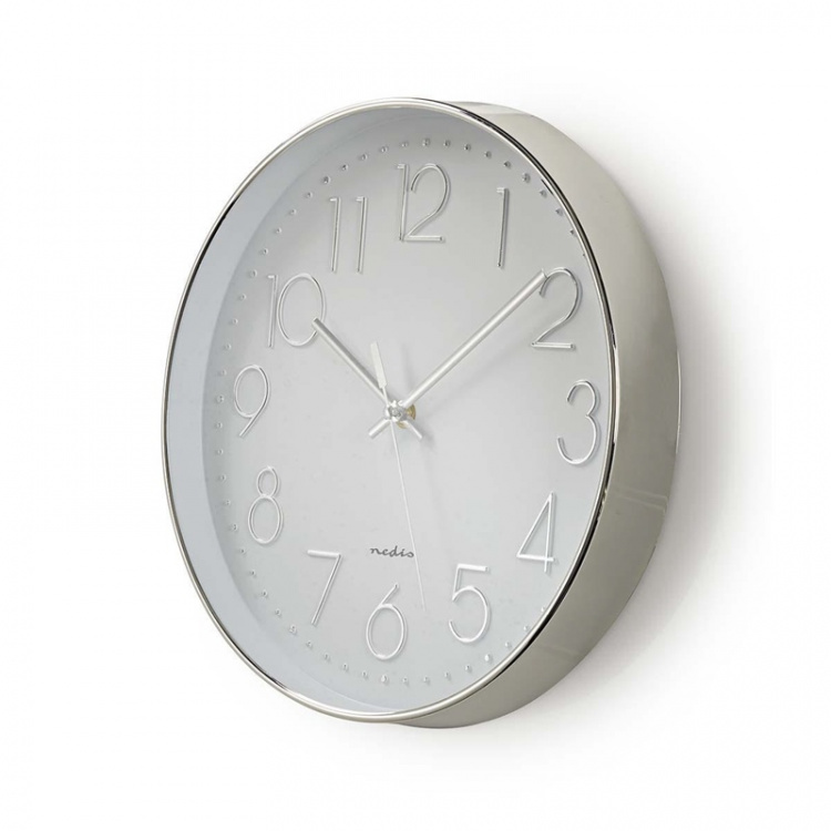 Nedis Wall Clock | Diameter: 300 mm | Plastic | Silver / White