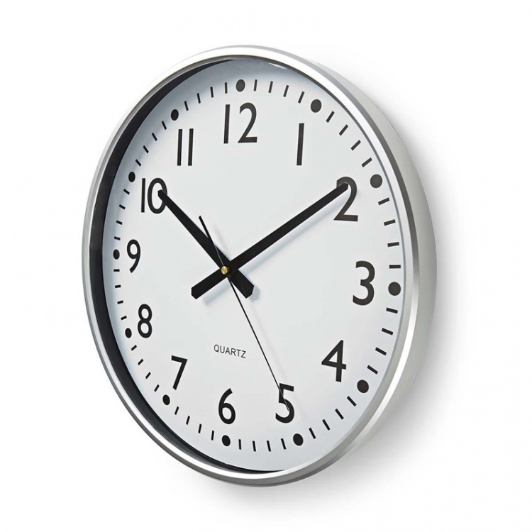 Nedis Wall Clock | Diameter: 380 mm | Plastic | Silver / White