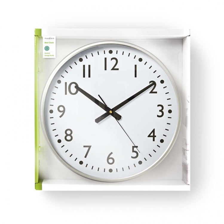 Nedis Wall Clock | Diameter: 380 mm | Plastic | Silver / White