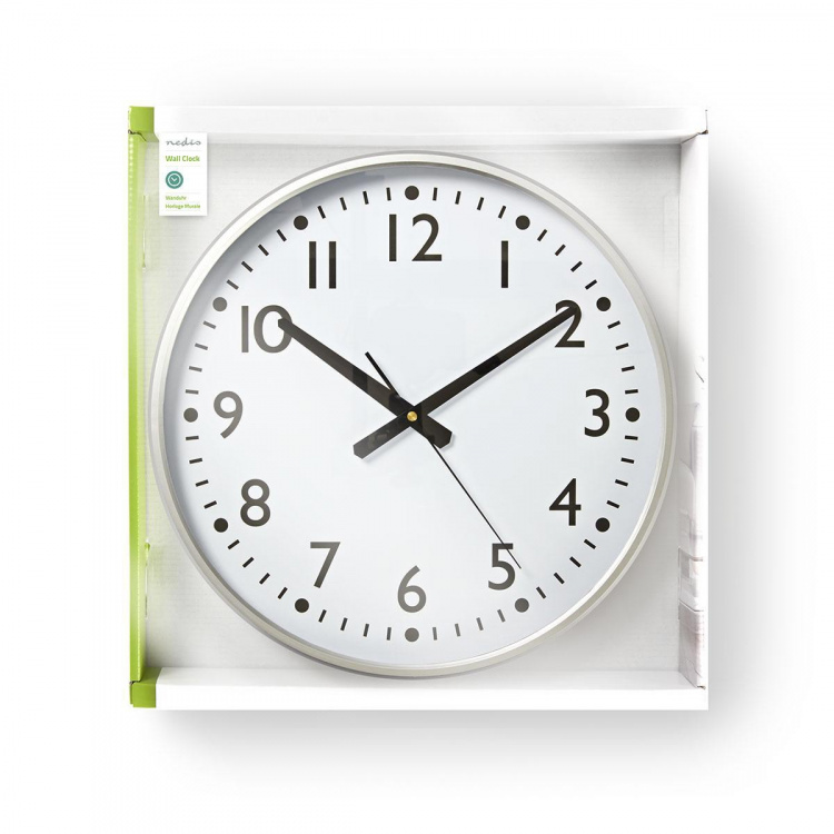 Nedis Wall Clock | Diameter: 380 mm | Plastic | Silver / White