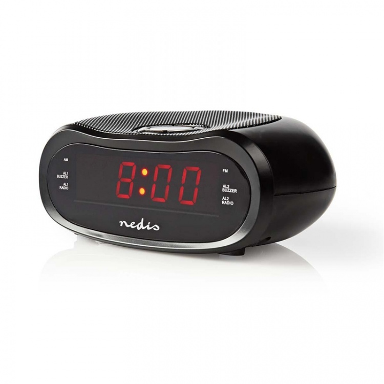 Nedis Digital Alarm Clock Radio | LED | AM / FM | Snooze function | Sleep timer | Number of alarms: 2 | Black Nedis Digital Alarm Clock Radio | LED | AM / FM | Snooze function | Sleep timer | Number of alarms: 2 | Black