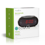 Nedis Digital Alarm Clock Radio | LED | AM / FM | Snooze function | Sleep timer | Number of alarms: 2 | Black Nedis Digital Alarm Clock Radio | LED | AM / FM | Snooze function | Sleep timer | Number of alarms: 2 | Black