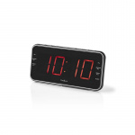 Nedis Digital Alarm Clock Radio | LED | 1x 3.5 mm Audio Input | Time projection | AM / FM | Snooze function | Sleep timer | Number of alarms: 2 | Black Nedis Digital Alarm Clock Radio | LED | 1x 3.5 mm Audio Input | Time projection | AM / FM | Snooze function | Sleep timer | Number of alarms: 2 | Black