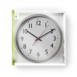 Nedis Wall Clock | Diameter: 300 mm | Plastic | Silver / White Nedis Wall Clock | Diameter: 300 mm | Plastic | Silver / White