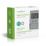 Nedis Digital Desk Alarm Clock | Backlight LCD Display | 1.7 cm | Backlight | Foldable | Used for: Travel | Snooze function | Yes | Silver