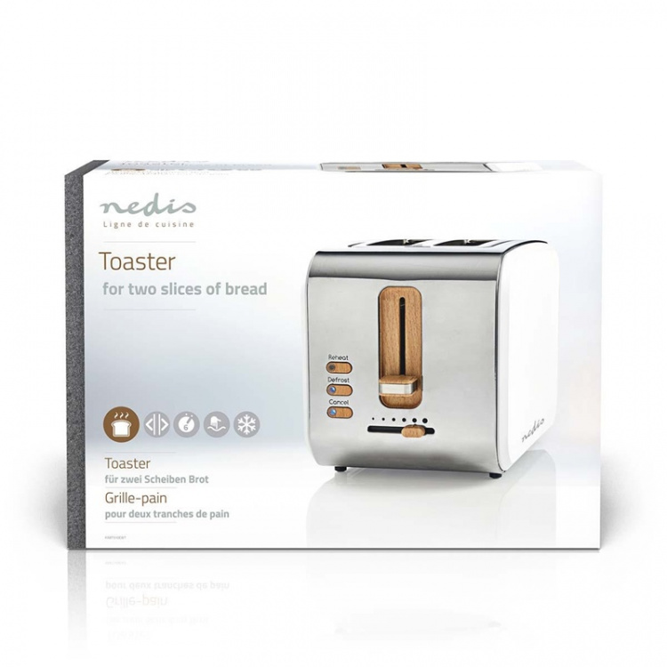 Nedis Toaster | Soft Touch Series | 2 Slots | Browning levels: 6 | Defrost feature | White