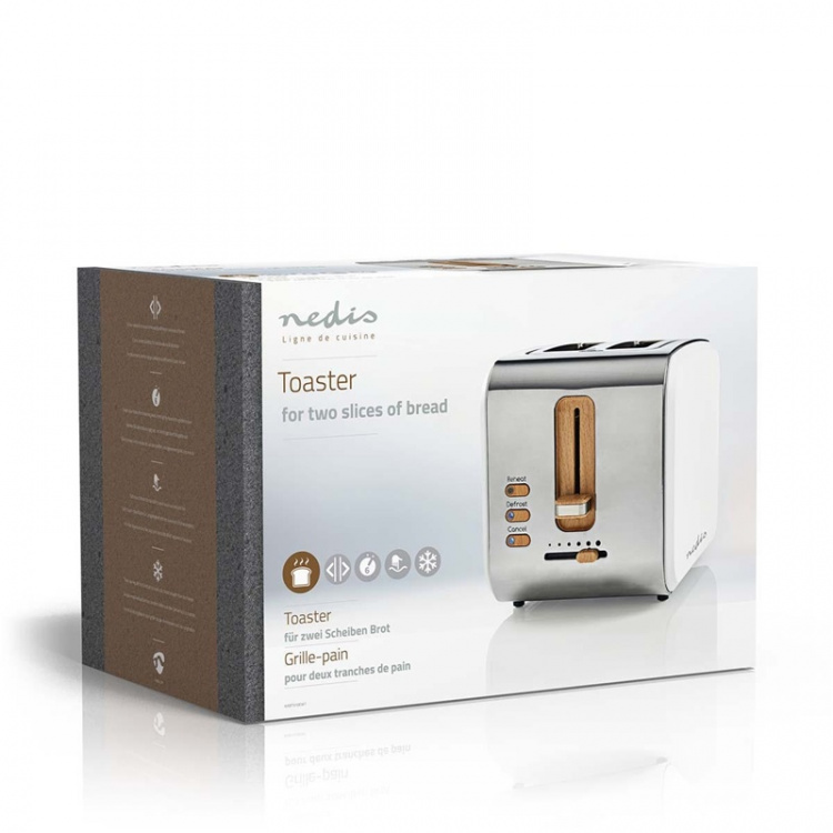 Nedis Toaster | Soft Touch Series | 2 Slots | Browning levels: 6 | Defrost feature | White