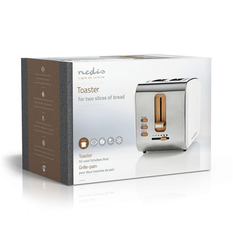 Nedis Toaster | Soft Touch Series | 2 Slots | Browning levels: 6 | Defrost feature | White