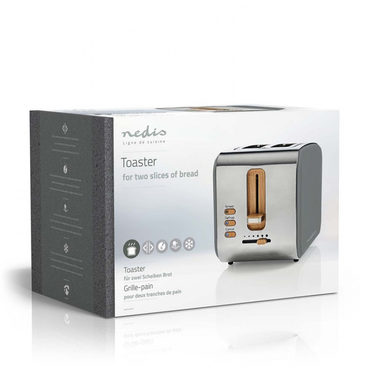 Nedis Toaster | Soft Touch Series | 2 Slots | Browning levels: 6 | Defrost feature | Grey